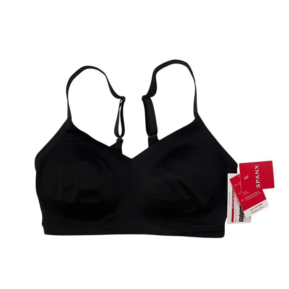 NWT Spanx All-In-One Wireless Bra - Size M Cup D-DD - Black - New With Tags